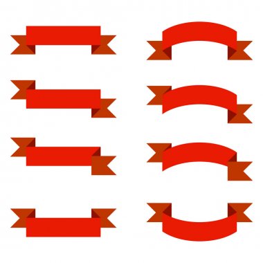 Kırmızı Kurdeleler Afiş Beyaz Arka Plan üzerinde ayarlayın. Vektör