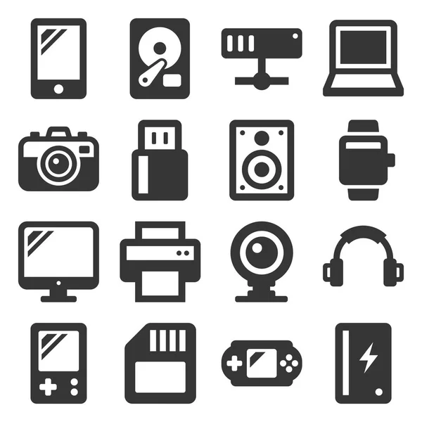 Innretninger og utstyr Icons satt på hvit bakgrunn. Vektor – stockvektor