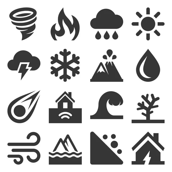Symbole für Naturkatastrophen auf weißem Hintergrund. Vektor — Stockvektor