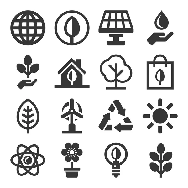 Ecology Icons Set on white Background. Vector — Stock Vector