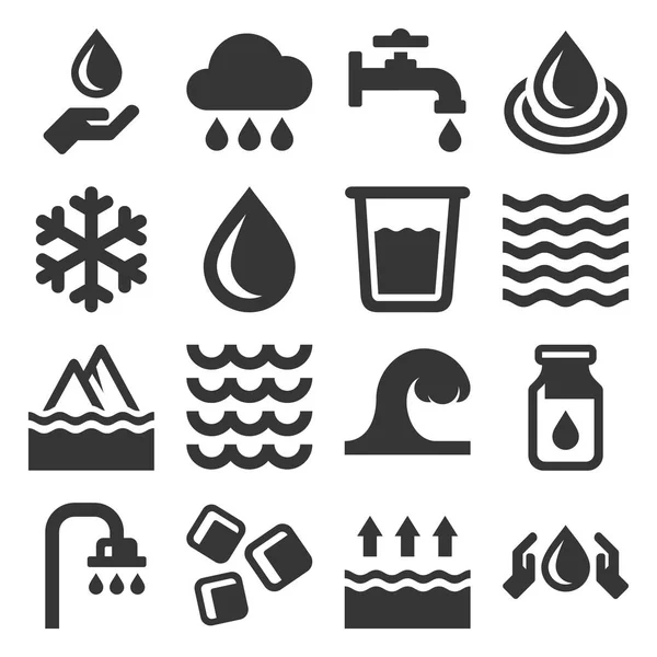 Iconos de agua sobre fondo blanco. Vector — Vector de stock