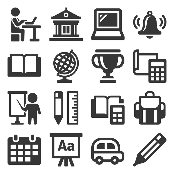 Iconos escolares y educativos ambientados en el fondo blanco. Vector — Vector de stock