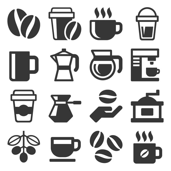 Káva ikony nastavit na bílém pozadí. Vektor — Stockový vektor