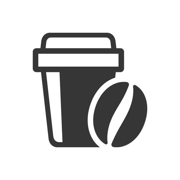 Beyaz Arka Plan Üzerinde Fasulye Simgesi ile Kahve Fincanı. Vektör — Stok Vektör