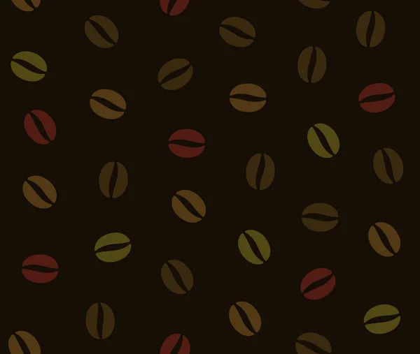 Brown Coffee Beans Seamless Dark Background. Vector — Stock Vector