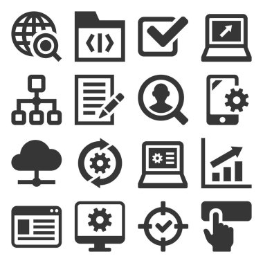 SEO and Internet Icons Set on White Background. Vector