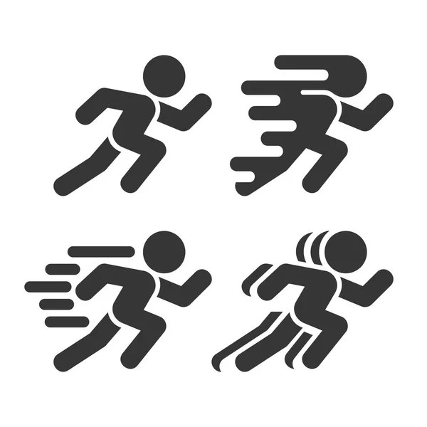 Hardlopen en lopen Pictogrammen ingesteld op witte achtergrond. Vector — Stockvector