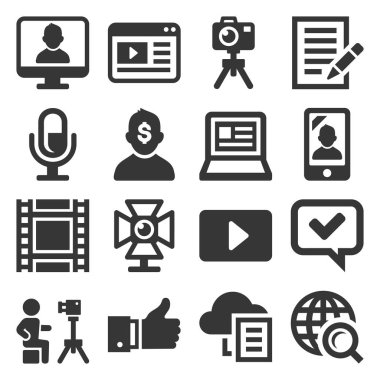 Blog ve Blogger Simgeleri Beyaz Arkaplanda Ayarlandı. Vektör