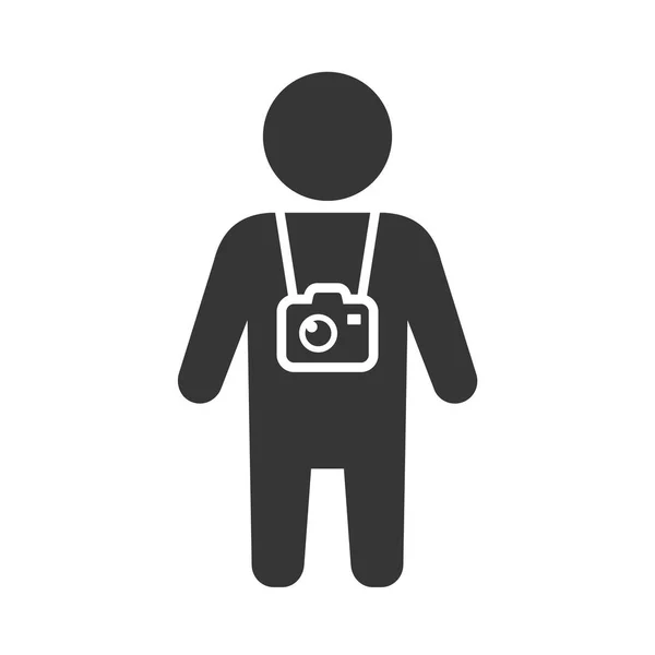 Travel Tourist with Photo Camera Icon. Vector — Stockový vektor