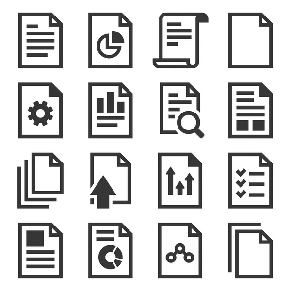 Document Report Related Icons Set on White Background (en inglés). Vector — Archivo Imágenes Vectoriales