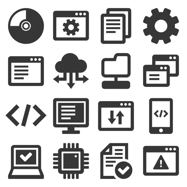 Conjunto de iconos de programación de software y hardware. Vector — Vector de stock