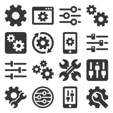 Ayarlar, Seçenekler, Yapılandırma veya Tercihler Simgesi Ayarları. Vektör