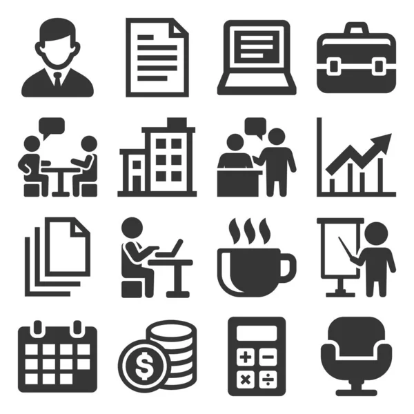 Office Icons Set on White Background. Vector — Stock Vector