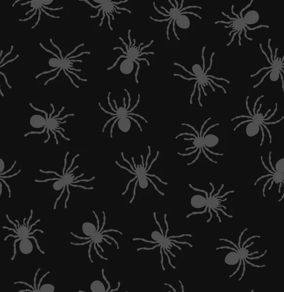 Spiders Seamless Pattern on Black Background. Vektor - Stok Vektor