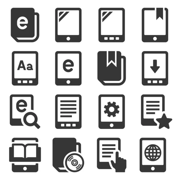 E-book Reader Icons Set on White Background. Vector — Stock Vector