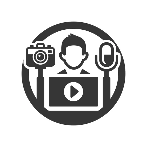 Icono de Video Blogger para Logo en Fondo Blanco. Vector — Vector de stock