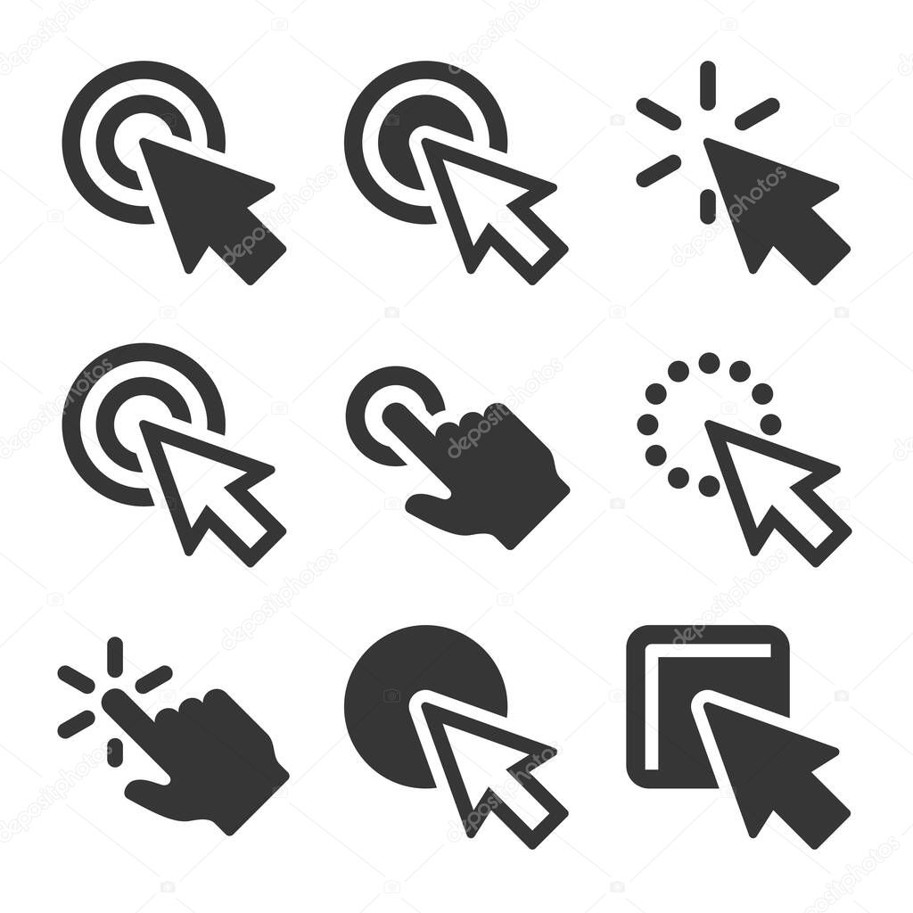 Click Icons Set on White Background. Vector