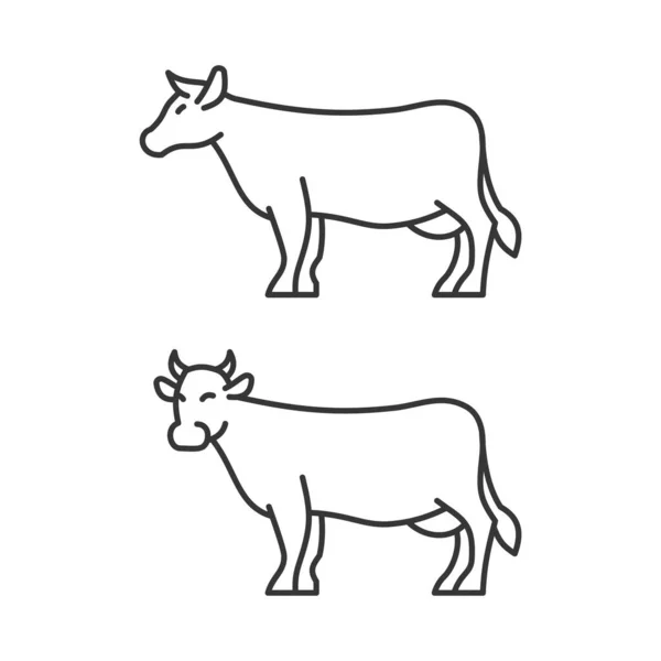 Ícones de vacas no fundo branco. Linha estilo Vector — Vetor de Stock