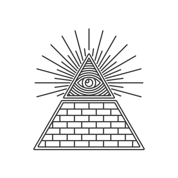 Simboli di Illuminati Massonici, Occhio nel segno del triangolo. Vettore — Vettoriale Stock