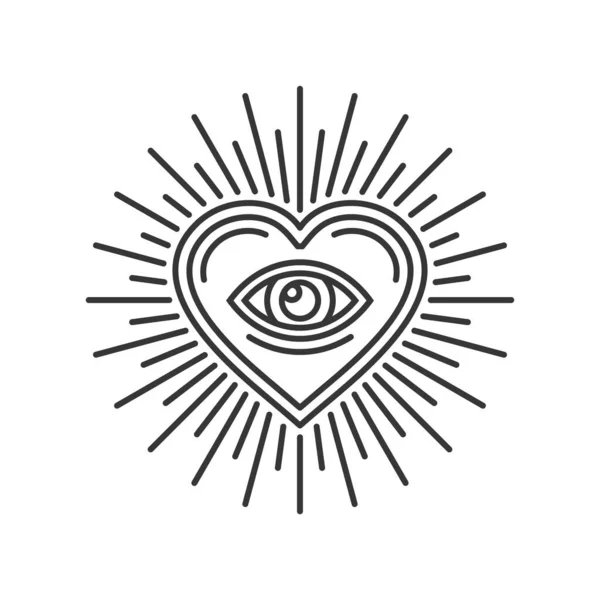 Eye Inside Heart Sign. Masonic Icon on White Background. Vector — Stock Vector