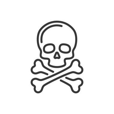 Beyaz Arkaplanda Kurukafa ve Çapraz Kemik Simgesi. Vektör