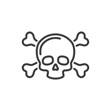 Beyaz Arkaplanda Kurukafa ve Çapraz Kemik Simgesi. Vektör