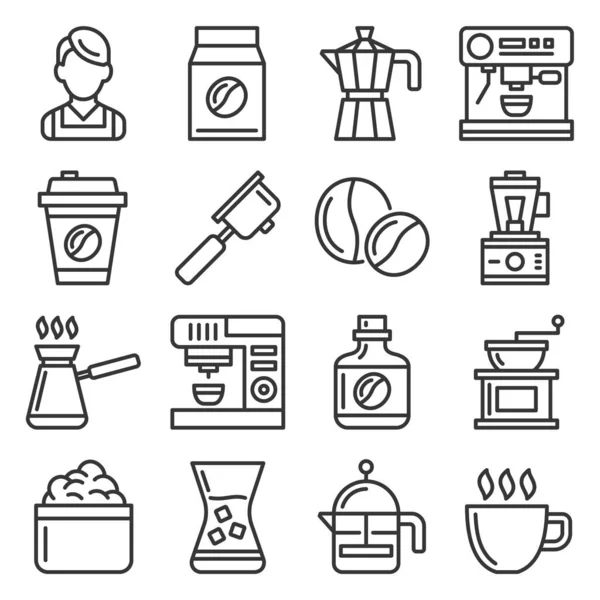 Des icônes de Barista. Ensemble d'équipement pour boissons au café. Vecteur — Image vectorielle