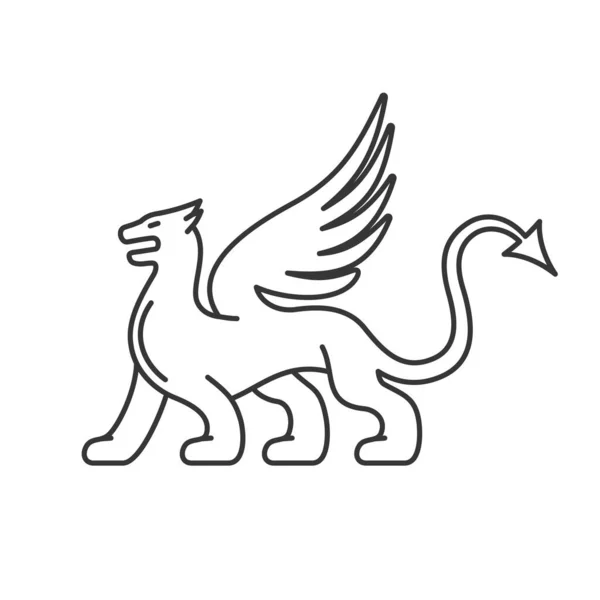 Logo Dragon Silhouette héraldique sur fond blanc. Vecteur — Image vectorielle