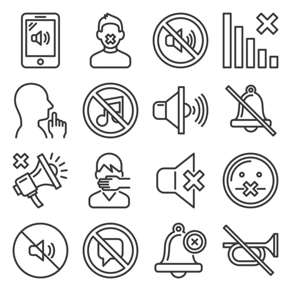 Keep Silence Icons Set on White Background. Line Style Vector — Stock Vector