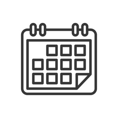 Beyaz Arkaplanda Takvim Simgesi. Satır Biçimi Vektörü