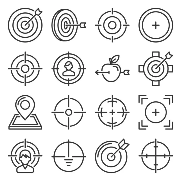 Target Icons Set on White Background. Line Style Vector — Stock Vector