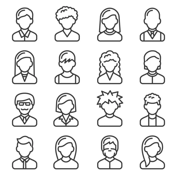 Icone utente impostate su sfondo bianco. Vettore stile linea — Vettoriale Stock