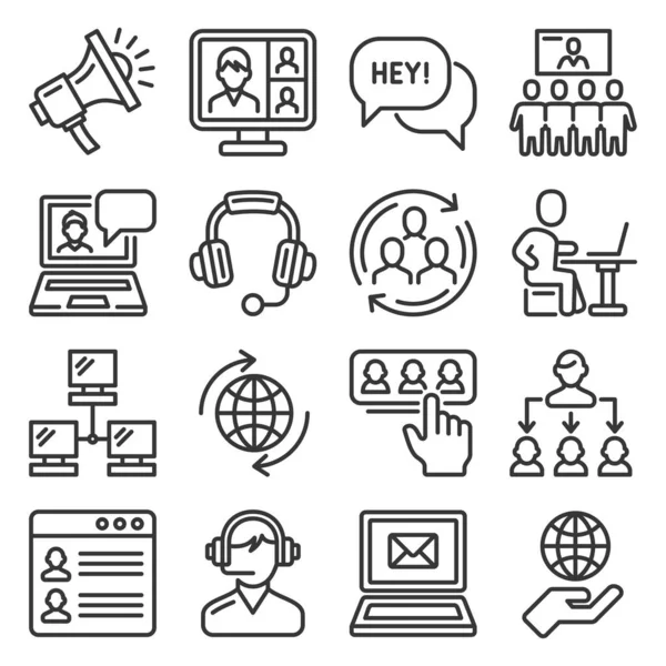 Call Center und Kommunikationsdienste Icons Set. Vektor — Stockvektor