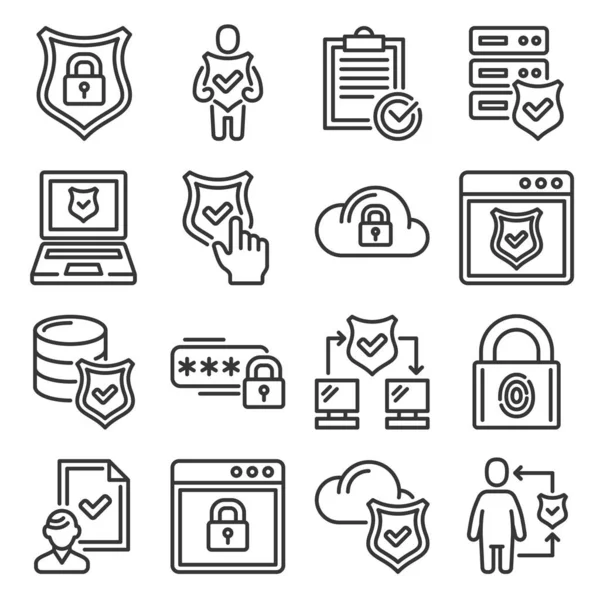 Iconos de política de privacidad establecidos sobre fondo blanco. Vector — Vector de stock