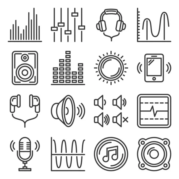 Conjunto de iconos de volumen de sonido y música. Vector — Vector de stock
