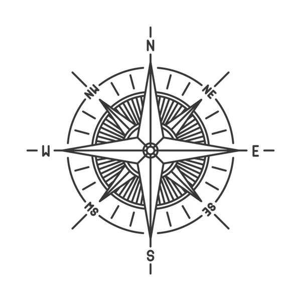 Bussola Wind Rose Icona segno su sfondo bianco. Vettore — Vettoriale Stock