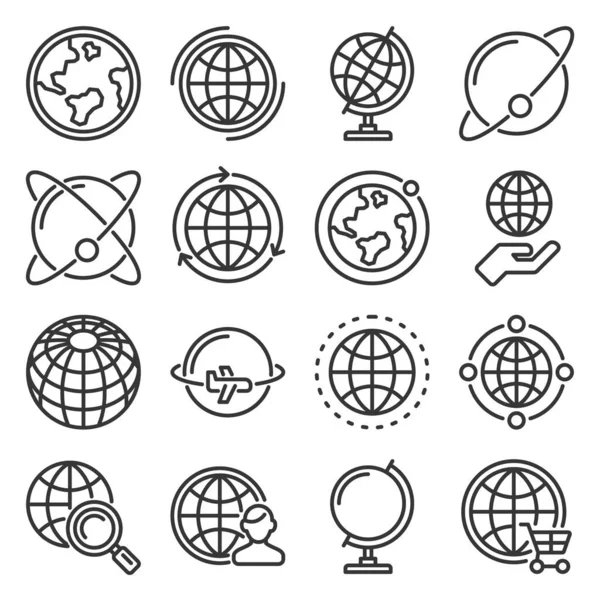 Earth Globe Pictogrammen ingesteld op witte achtergrond. Vector — Stockvector