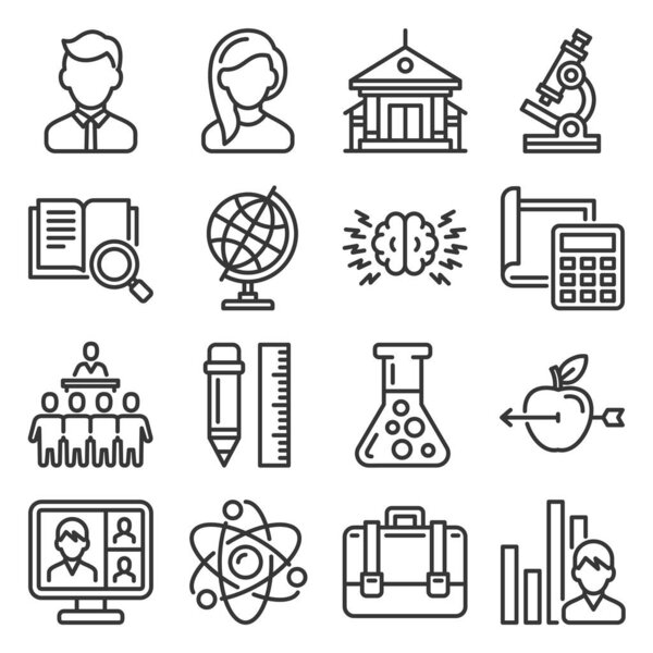 Школа и образование иконы установлены на белом фоне. Вектор