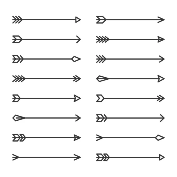 Flechas Hipster conjunto sobre fondo blanco. Vector — Vector de stock