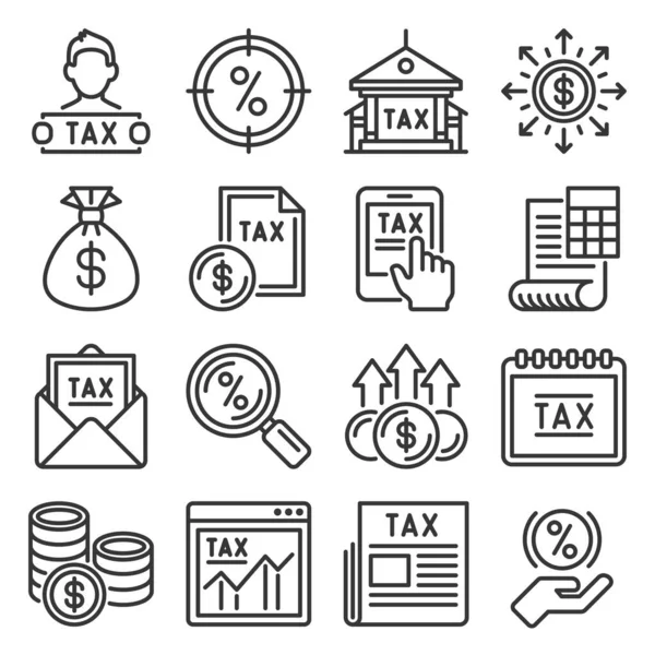 Tax Icons Set on White Background. Vector — Stock Vector