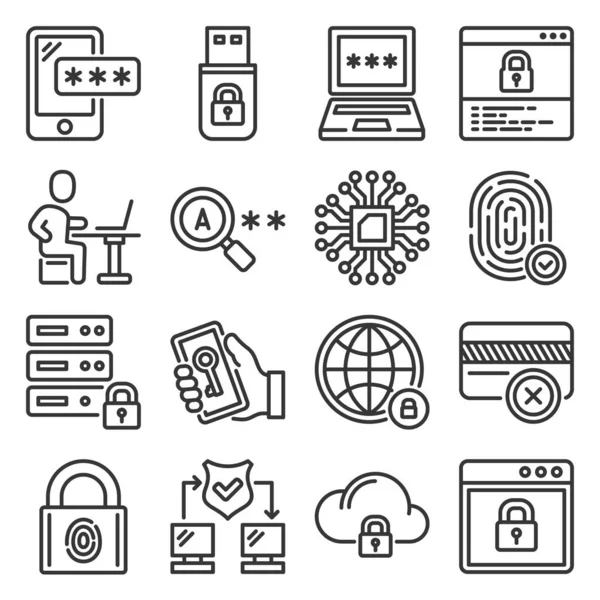 Firewall, Security and Protection Icons Set. Vektor — Stockový vektor