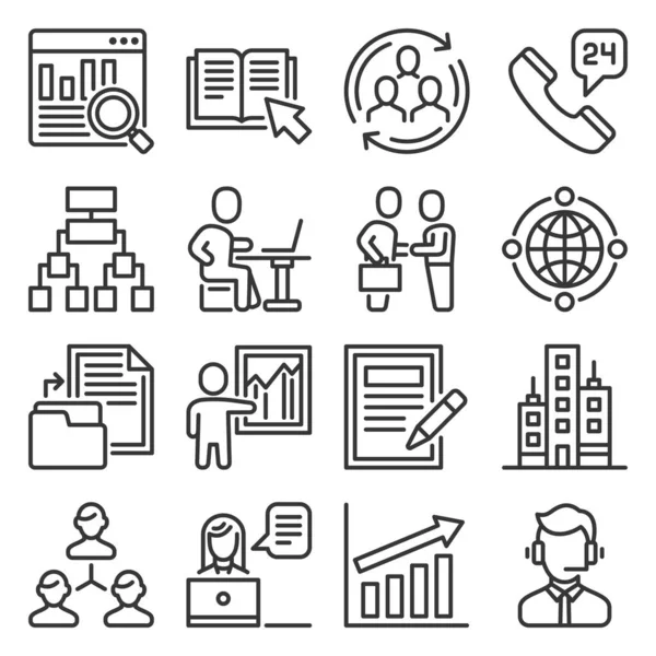 Business Agency Icons Set on White Background. Vecteur — Image vectorielle