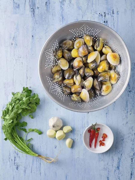 Primo Piano Delle Vongole Italiane Salsa Vino Bianco — Foto Stock