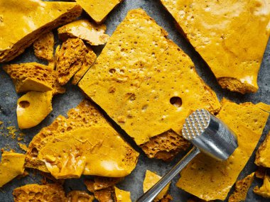 close up of rustic homemade golden honeycomb toffee clipart