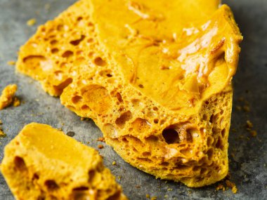 close up of rustic homemade golden honeycomb toffee clipart