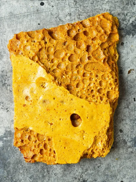 Close Rústico Caseiro Dourado Honeycomb Toffee — Fotografia de Stock