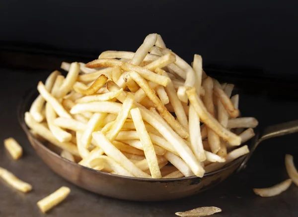 Close Pan Rustic Golden French Fries — Stock Photo, Image