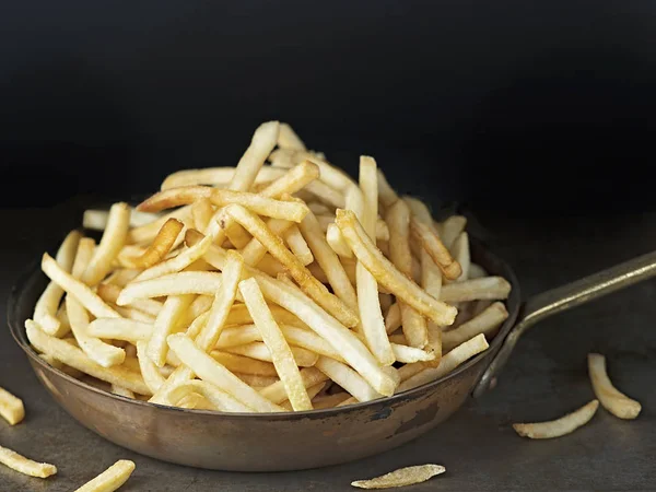 Close Pan Rustic Golden French Fries — Stock Photo, Image