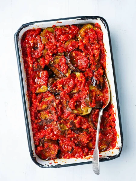 Närbild Facket Mellanöstern Stuvad Aubergine — Stockfoto