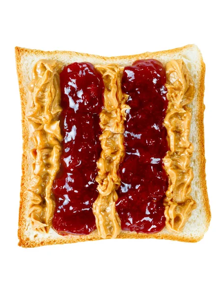Close American Peanut Butter Jelly Sandwich Isolated — Stock Photo, Image